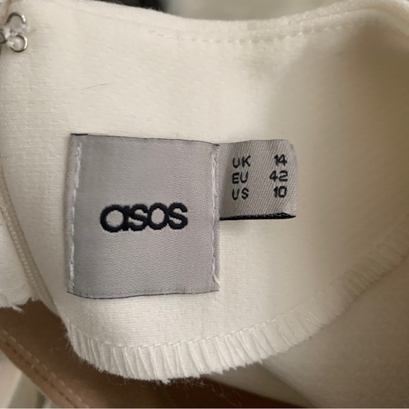 ASOS Womans Colorblock Tan White Long Sleeve Dress Size 10 - Picture 11 of 12